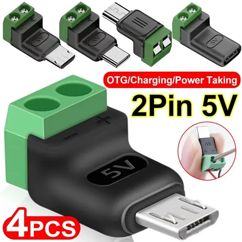 Screw Terminal Block - 1-4 stuks soldeerloze USB C naar