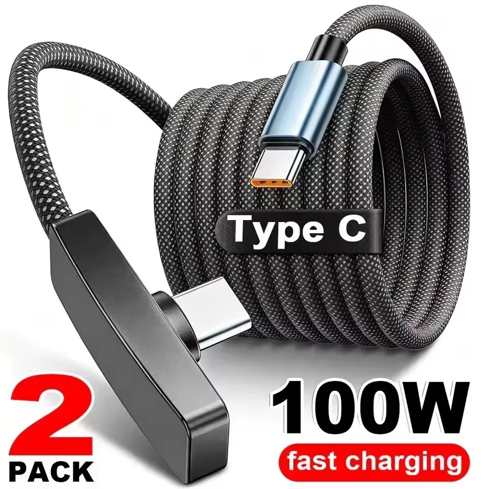 Usb C Cable - 90 graden USB-C-kabel, 100W, voor snel