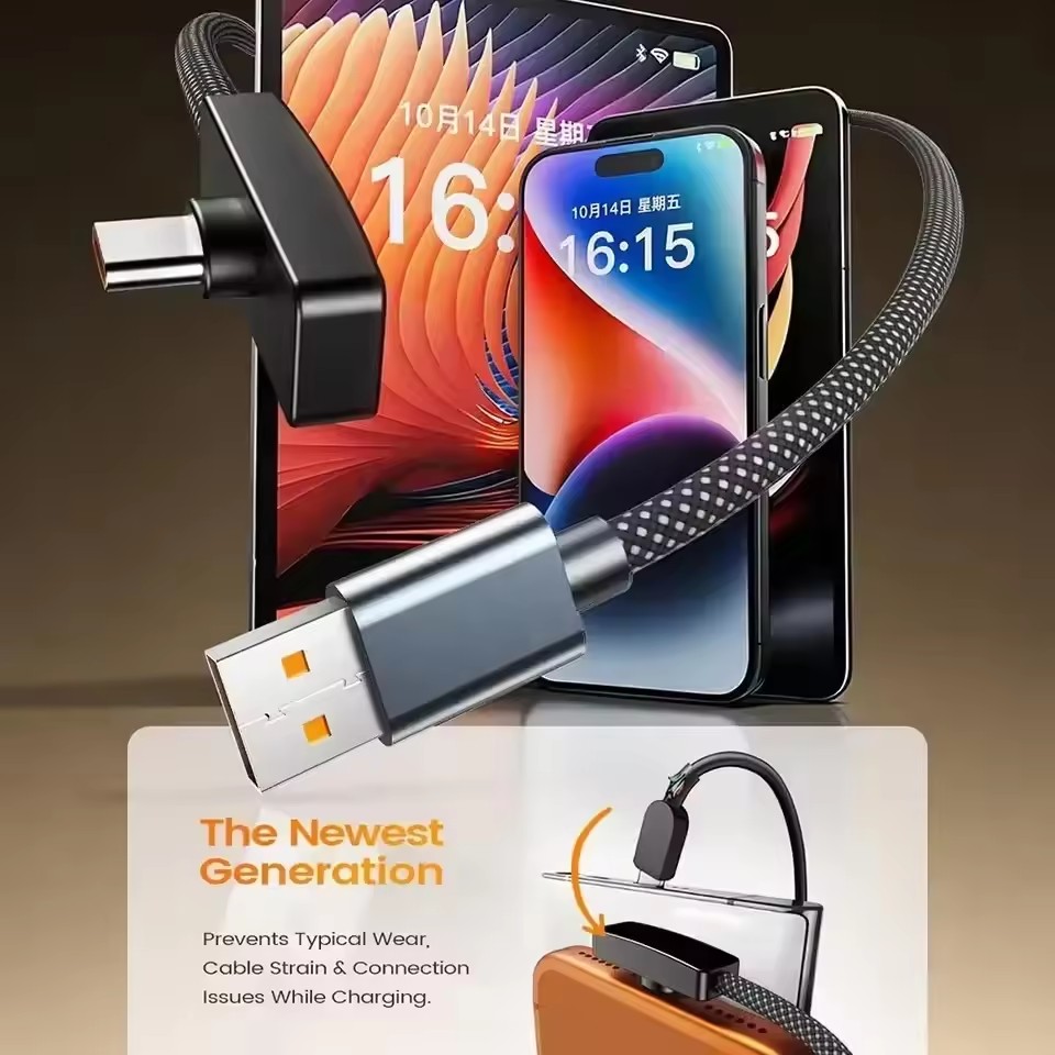90 graden USB-C-kabel, 100W, v - Usb C Cable recensie en prijs
